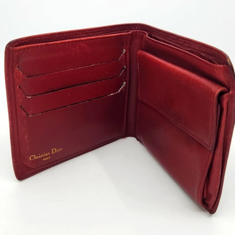 Dior Burgundy Wallet with Gold “CD” Accent. Good condition.